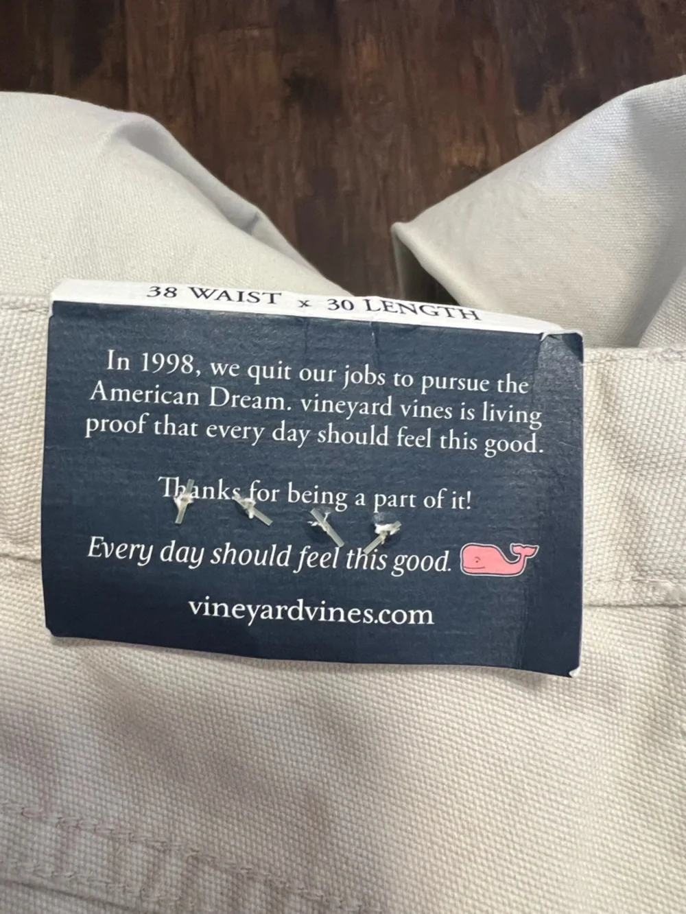 NWT Vineyard Vines Men’s Classic Fit 5 Pocket Canvas Pants Size 38 Color Cream